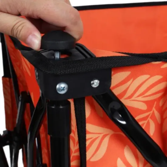 FURNIinspire Outdoor Serving Carts Colorful Heavy-Duty 480lbs Folding Wagon Cart with Bonus Picnic Mat All Terrain Wheels, Orange, 37.4"*23.03"*38.98" image {4}