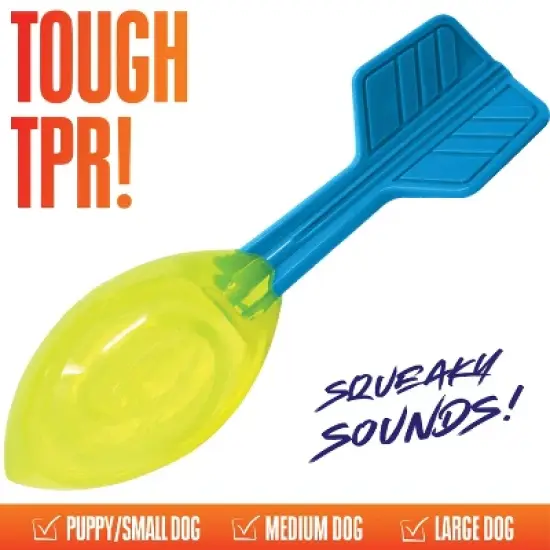 NERF 12" TPR Squeak Vortex Interactive Dog Toy - Green/Blue image {3}