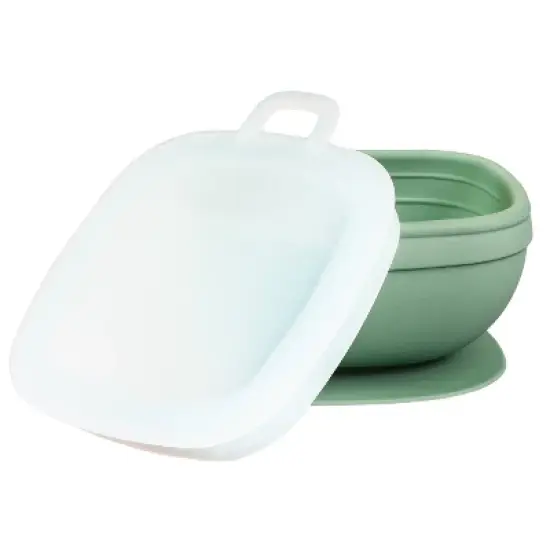 Re-Play Silicone Suction Bowl with Lid - Sage image {1}