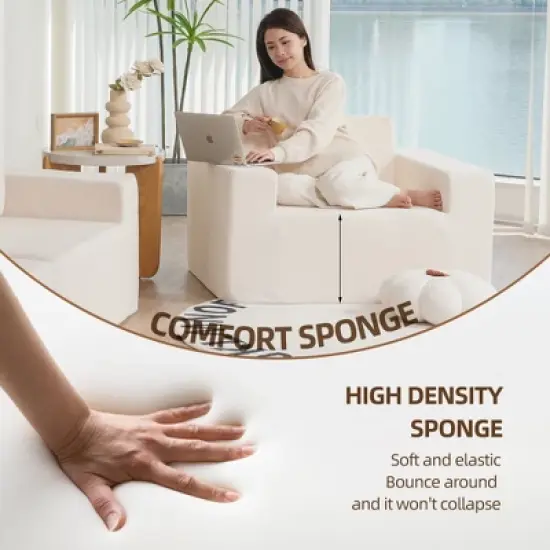 Sofa in a box Polyester Sofa Couch with Pillow, Bean Bag Chairs for Adults Stuffed High-Density Polyester, Large Bean Bag Sofa image {3}