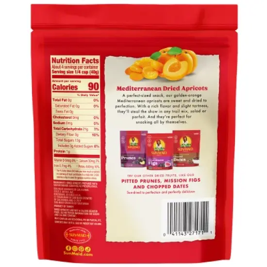 Sun-Maid Mediterranean Dried Apricots Bag - 6oz image {1}