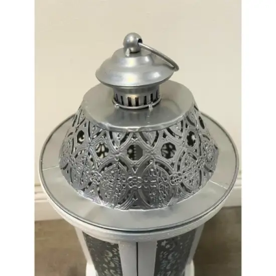 Essential Decor & Beyond 2pcs Set Black and White Wood and Metal Lanterns image {11}