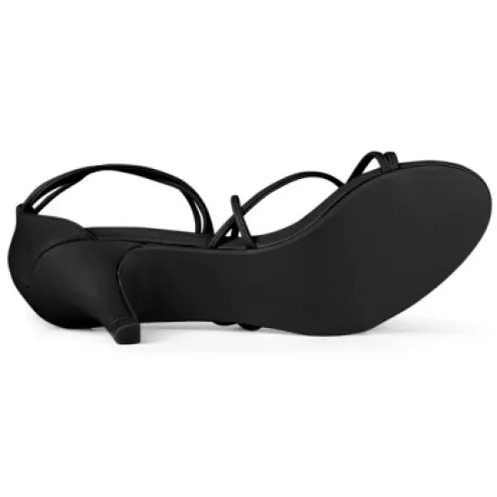 Allegra K Women's Strappy Kitten Heel Lace Up Sandals image {5}