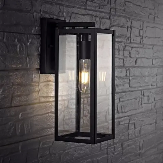 Norsan Outdoor Wall Lantern - PLT4006 - Clear/Black - Safavieh image {2}