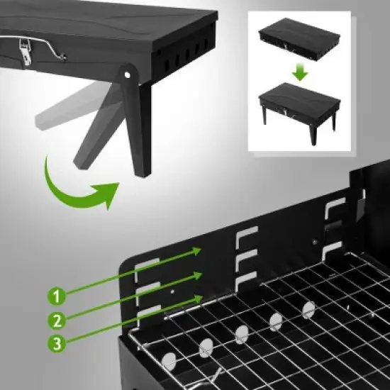 Winado Portable Square Charcoal Grill in Black image {4}