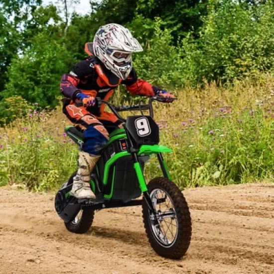 24V Kids Electric Dirt Bike 350W Motor, 3-Speed (5-14.29MPH), Hydraulic Suspension, 135LBS Capacity for Ages 8-12, 90 Min Runtime image {4}