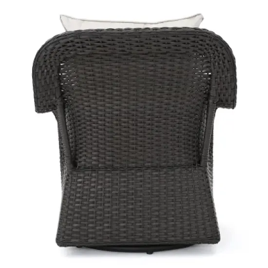 Avondale 3pc All-Weather Wicker Patio Chair Set w/ Fire Pit - Dark Brown - Christopher Knight Home image {10}