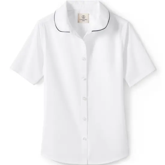Lands' End School Uniform Girls Piped Peter Pan Collar Broadcloth Shirt image {3}