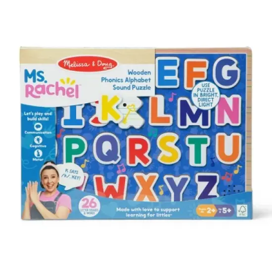 Melissa & Doug&reg; Ms. Rachel Wooden Phonics Alphabet Sound Puzzle with Light-Activated Sound Effects, 26-Piece: Educational Aid image {2}