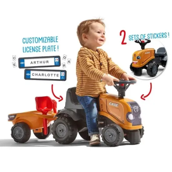 Case CE Construction Ride On Push Along with Trailer and Tools image {2}