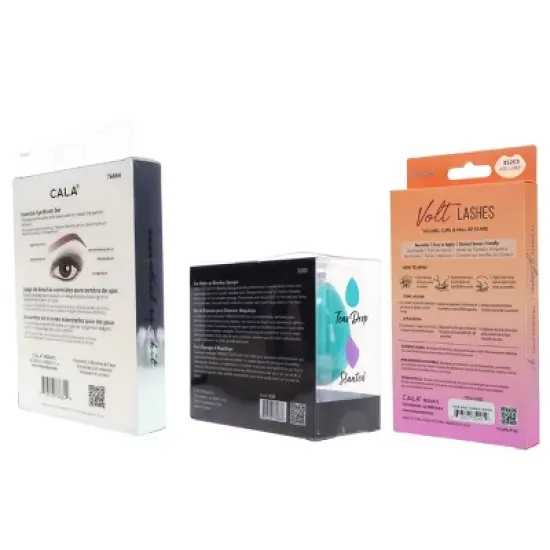 CALA Eye Need It Brush Kit Lavender, Urban Studio Duo Blending Sponges Purple/Teal & Volt Lashes Volume Curl & Full 5 pk Combo Pack image {4}