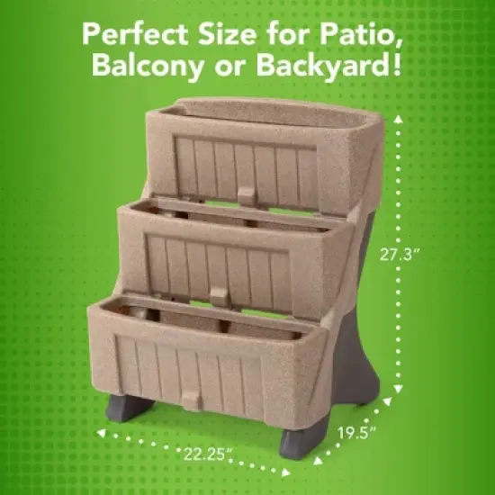 Simplay3 4pc 3-Tier Rectangular Outdoor Tiered Planters Tan 19.5"x22.25"x27.3" image {4}