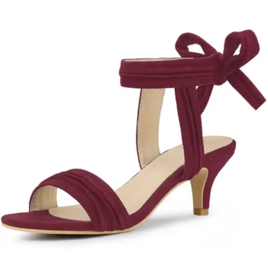 Perphy Women's Open Toe Ankle Tie Bridal Kitten Heels Sandals image {9}