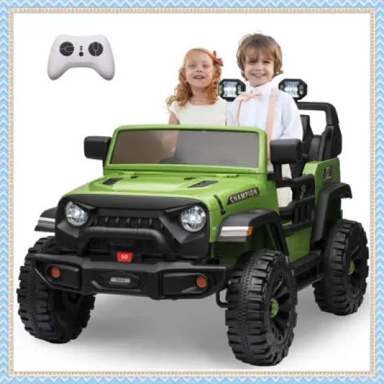 24V 2 Seater Ride on Toys for Kids, Ride on Truck with Remote Control, Bluetooth,2X200W Powerful Motors, Lights, Powered Wheels for Boys Girls image {9}
