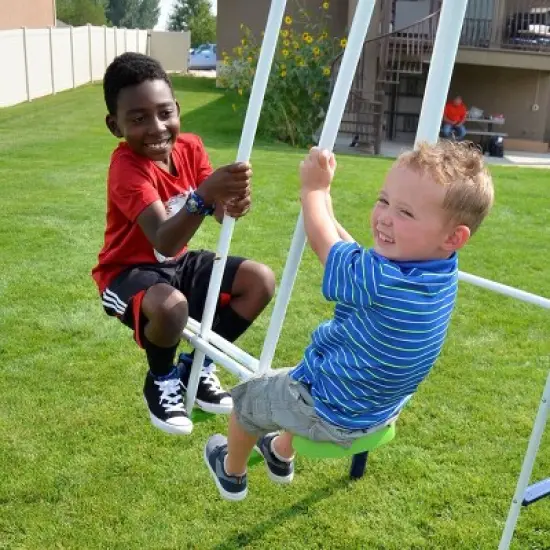 Sportspower Mountain View Metal Swing Slide and Trampoline Set image {7}