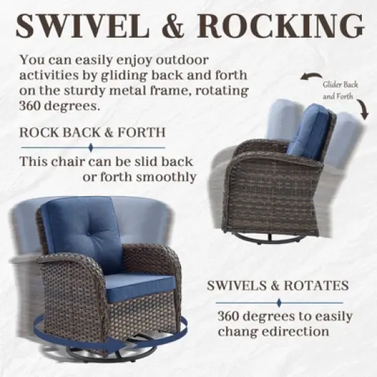 Outdoor 3-Seat Sofa Swivel Chair Table with Ottomans image {8}