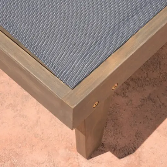 Summerland 2pk Wood & Mesh Chaise Lounge: Patio Seating, Weather-Resistant - Christopher Knight Home image {4}