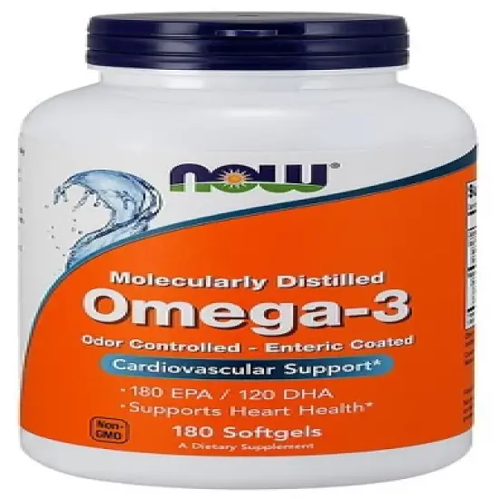 Molec-Distilled Omega-3 by Now Foods  -  180 Softgel image {2}
