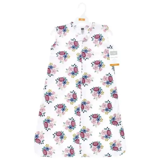 Hudson Baby Infant Girl Cotton Sleeveless Wearable Sleeping Bag, Sack, Blanket, Blush Navy Floral image {1}
