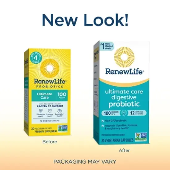 Renew Life Adult Ultimate Care Probiotic, 100 Billion CFU Per Capsule, 12 Strains, Potent Shelf Stable Probiotic; Gluten, Dairy, Soy Free; 30 Capsules image {2}