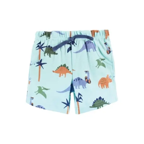 Hudson Baby Infant Boy Cotton Bodysuit, Shorts and Shoe Set, Beach Dino image {3}