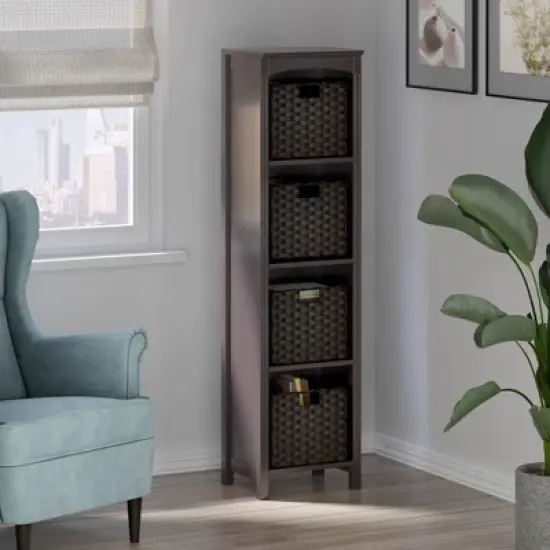 55.98" 5pc Terrace Storage Shelf with Baskets Espresso/Chocolate - Winsome image {14}