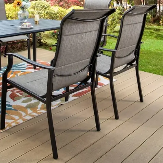 5pc Patio Dining Set with Round Table & Sling Arm Chairs - Captiva Designs image {10}