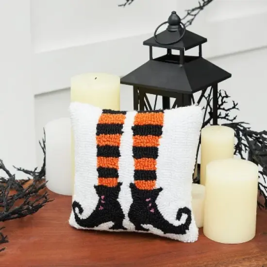 C&F Home 8" x 8" Witch Shoes Halloween Hooked Throw Pillow image {3}