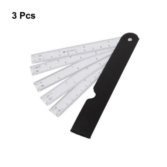 Unique Bargains Plastic Foldable High Precision Convenient to Use Measuring Tool Scale Rulers 8" x 1.2" 3 Pcs image {1}