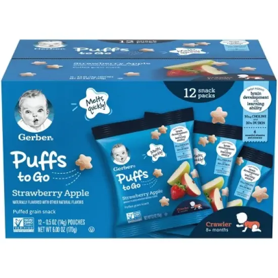 Gerber Puffs Strawberry Apple Baby Snacks - 12ct/0.5oz Each image {8}