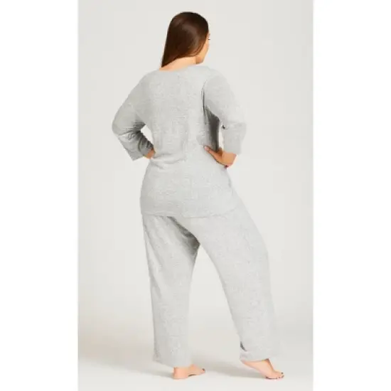 Women's Plus Size V Plain Hacci Top - gray | AVENUE image {3}