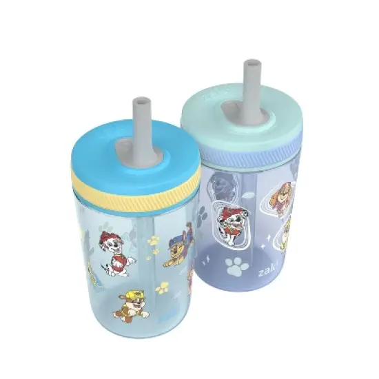 Zak Designs 2pk 15 fl oz Plastic Paw Patrol Water Bottles: Kids & Toddler Portable Drinkware, Dishwasher-Safe, Blue image {2}