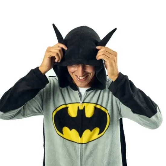 Batman Superhero Men's Onesie Costume Union Suit With Cape & Hood image {2}