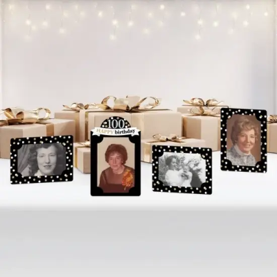 Big Dot of Happiness Adult 100th Birthday - Gold - Birthday Party 4x6 Picture Display - Paper Photo Frames - Set of 12 image {5}