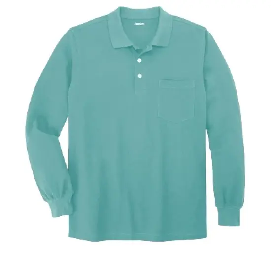 KingSize Men's Big & Tall Long-Sleeve Shrink-Less&trade; Piqu&eacute; Polo image {10}