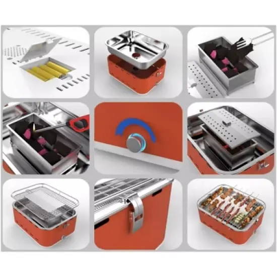 BBQ Dragon Zephyr BBQD550 Rectangle Grill: Portable Hibachi-Style, No Assembly, Steel Grates image {6}