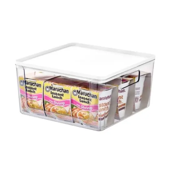 Rosanna Pansino x iDesign Recycled Plastic Open Front Kitchen Storage Bin with Lid, Clear Bin/Marshmallow Lid, 12" x 12" x 6" image {3}