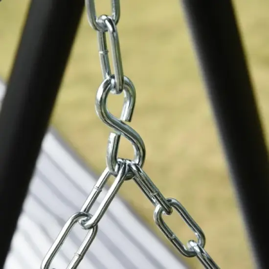 Outsunny 2-Seater Hanging Porch Swing Outdoor Patio Swing Chair Seat with Slatted Build and Chains, 440lbs Weight Capacity image {5}