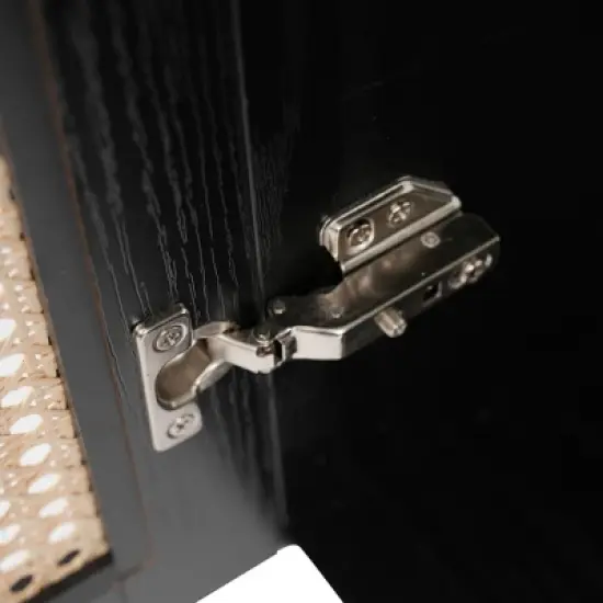 GDFStudio Walkley Modern 30" Wood and Handmade Rattan Bathroom Vanity with Ceramic Sink image {8}