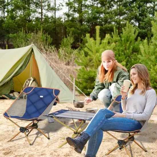 Outsunny Aluminum Frame Camping Padded Chairs Set with Lightweight Folding Table, 2 Cup Holders, Portable Carry Bag for Travel, Camping, Fishing image {2}