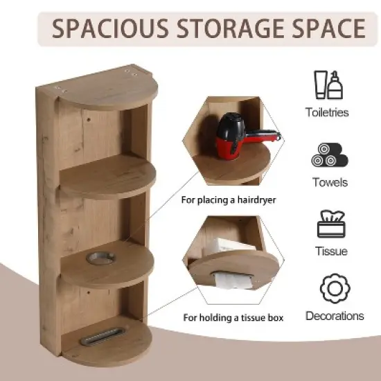 GDFStudio Sharon 12" Modern Bathroom Wall-Mounted Storage Rack with Three-tier Design image {2}