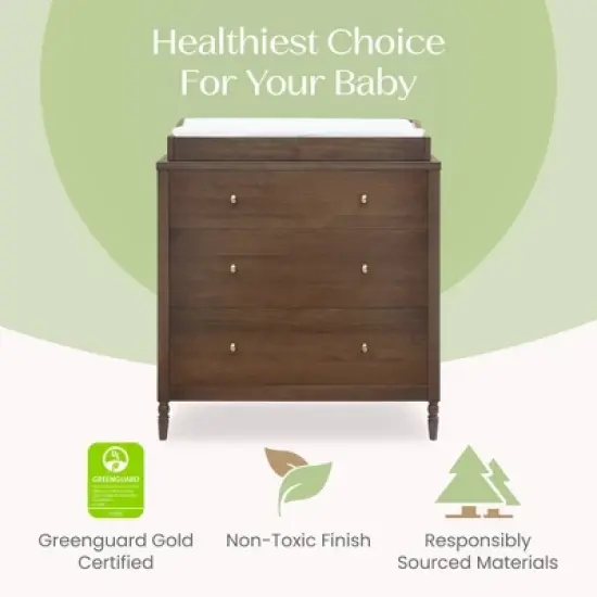 Delta Children Serena 3 Drawer Dresser with Changing Top image {6}