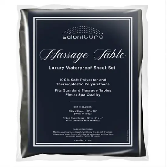 Saloniture 2-Piece Waterproof Massage Table Sheet Set - Includes Machine Washable Fitted Sheet and Face Cradle Cover image {3}