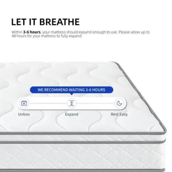 Wooakway Queen Size 79.9" L 59.8" W 12" H Hybrid Mattress in a Box with Gel Memory Foam Individually Wrapped Pocket Coils Innerspring image {8}