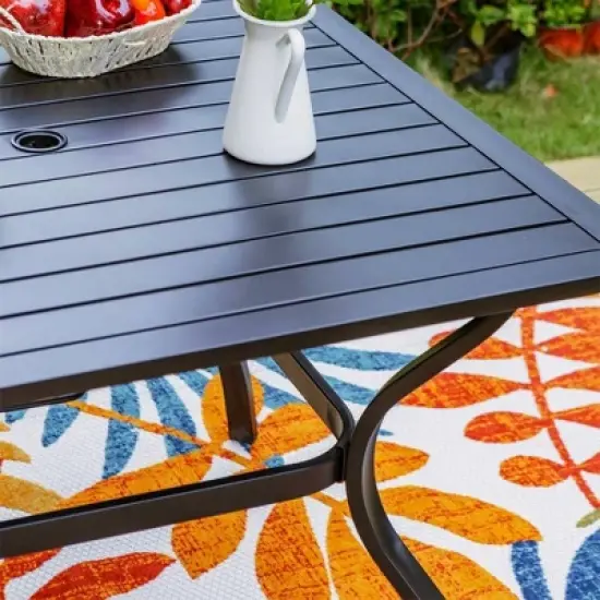 5pc Patio Dining Set with 360 Swivel Chairs & Square Steel Table - Captiva Designs image {6}