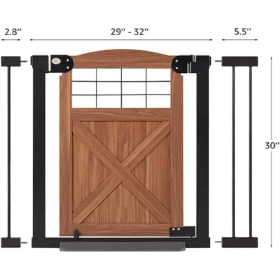 Unipaws Barn Door Dog Gate &ndash; 30" Tall, Pressure-Mounted Pet Safety Gate image {1}