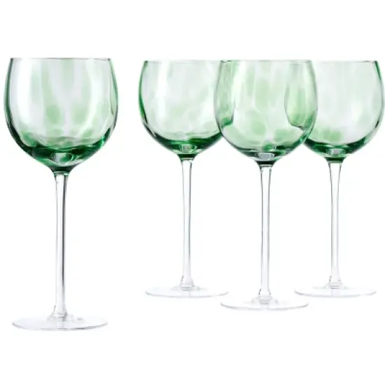 Blue Rose Polish Pottery Hand blown Large Wine Glass Set image {5}