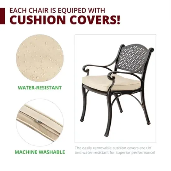 Kinger Home 5-Piece Outdoor Patio Dining Set for 4, Cast Aluminum Patio Furniture Table And Chairs with Cushions image {2}