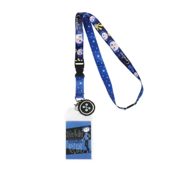 Coraline Twitchy Witchy Girl 22-inch Lanyard with Clear ID Sleeve and Rubber Charm image {5}