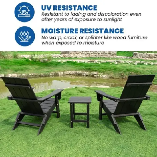 GARPROVM 2 Upgraded Folding HDPE Adirondack Chairs with Side Table Weather-Resistant For Outdoor image {3}